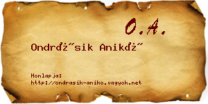 Ondrásik Anikó névjegykártya